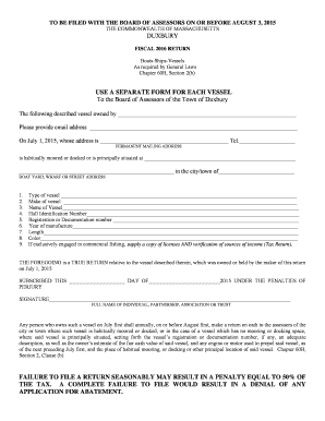 Massachusetts Boats-Ships-Vessels Tax Return