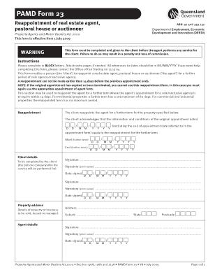PAMD Form 23 Reappointment of Real Estate Agent