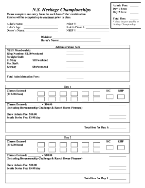 Heritage Championships Entry Form