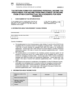 Slovenia Non-Resident Personal Income Tax Return