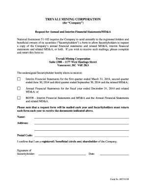 Request for Financial Statements Form
