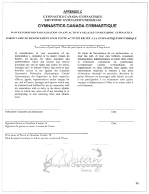 Rhythmic Gymnastics Waiver Form