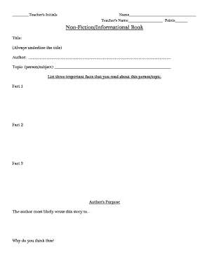 Non-Fiction Book Report Form
