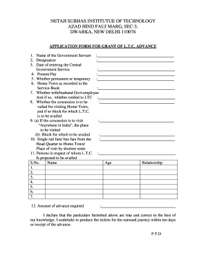LTC Advance Application Form