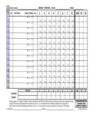 Baseball Scorekeeping Form