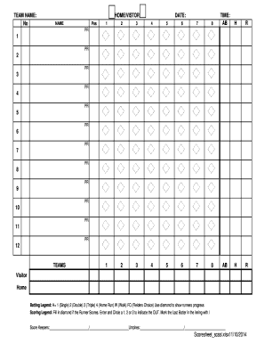 Fillable Online TEAM NAME HOMEVISTOR DATE TIME No NAME Pos 1 2 3 4 5 6 ...