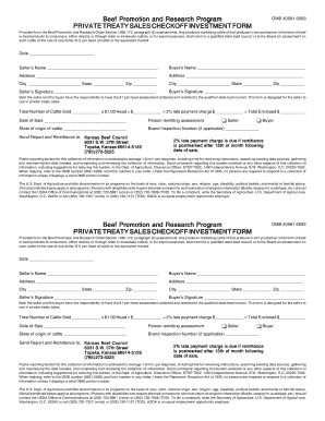 Private Treaty Sales Checkoff Investment Form