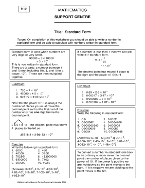 Standard Form Worksheet
