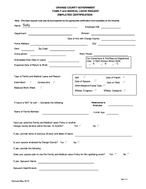 Orange County Family and Medical Leave Request
