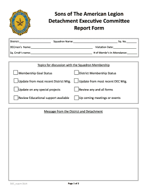 Sons of The American Legion Report Form