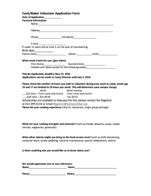 Promissory note template new york - CookBaker Volunteer Application Form - Camp UniStar - campunistar