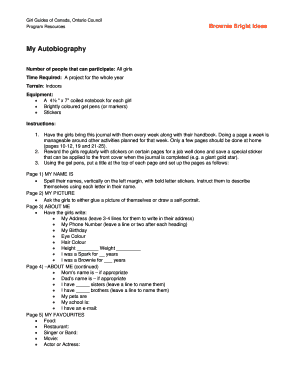 Girl Guides of Canada Autobiography Journal