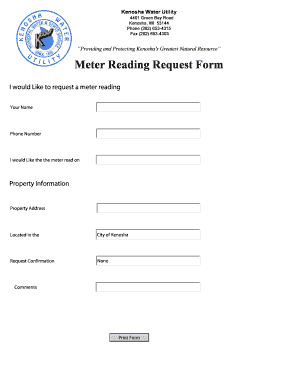 Kenosha Water Utility Meter Reading Request Form