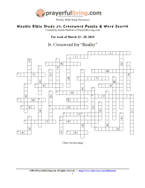 Weekly Bible Study Jr Crossword Puzzle