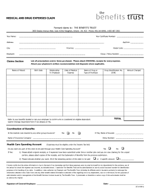 Medical and Drug Expenses Claim Form