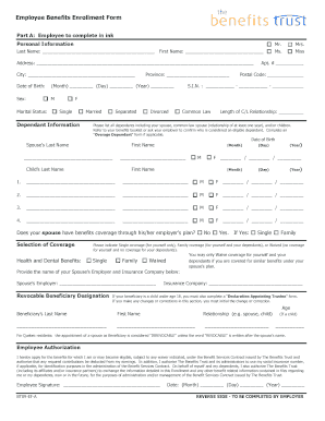 Employee Benefits Enrollment Form