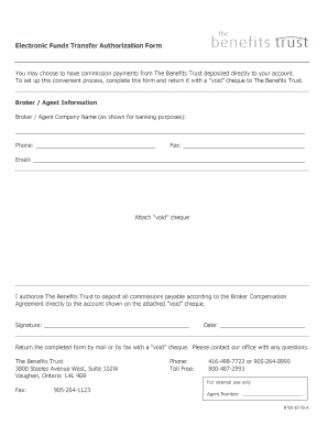 Electronic Funds Transfer Authorization Form