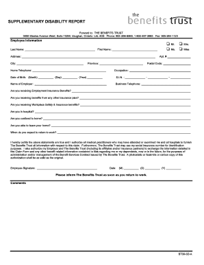 Supplementary Disability Report
