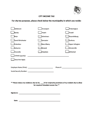 City Income Tax Form