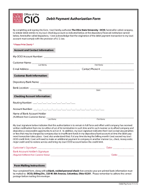 Debit Payment Authorization Form