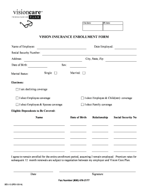 Vision Insurance Enrollment Form
