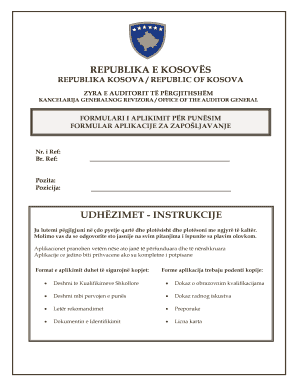 Kosovo Auditor General Employment Application Form