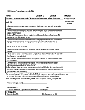 Unit Finances Year-end Checklist