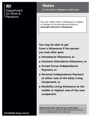 can a family member claim carers allowance in tn form