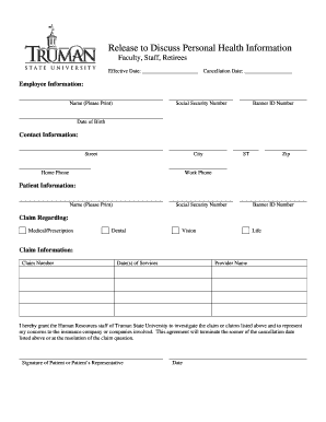Release to Discuss Personal Health Information