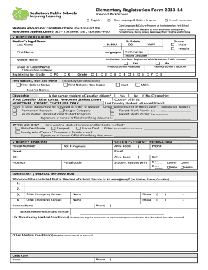 Elementary Registration Form 2013-14