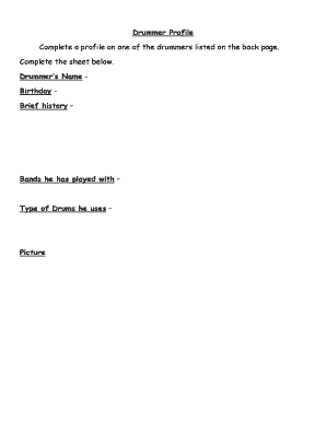 Drummer Profile Form