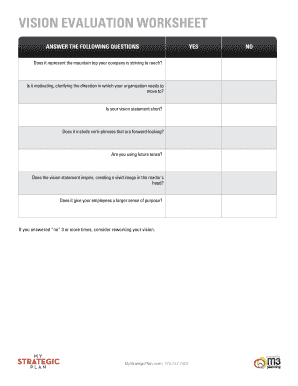 Vision Evaluation Worksheet