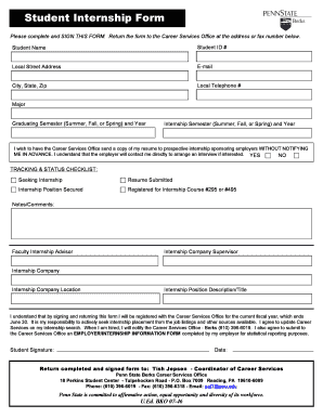 Student Internship Form
