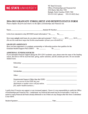 Graduate Enrollment and Benefits Status Form
