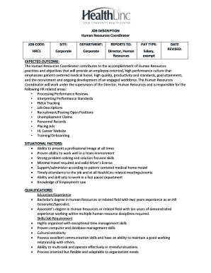Human Resources Coordinator Job Description