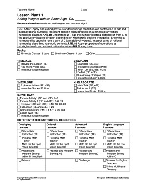 Math Lesson Plan Template