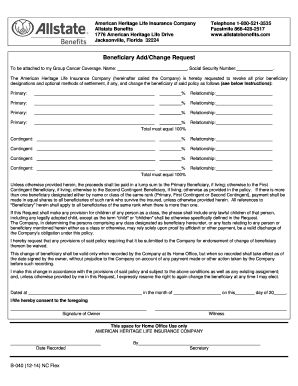 Beneficiary Add/Change Request