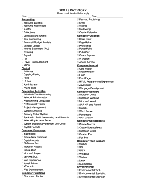 Skills Inventory Form