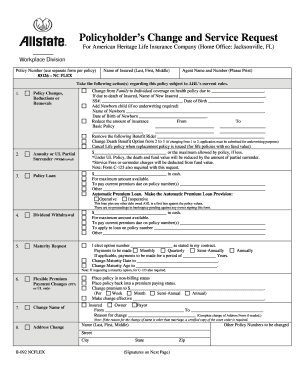 Policyholder’s Change and Service Request