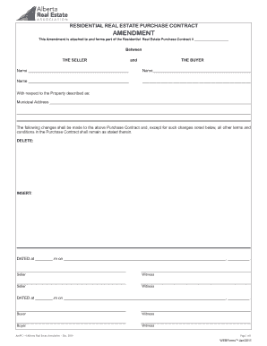 Residential Real Estate Purchase Contract Amendment