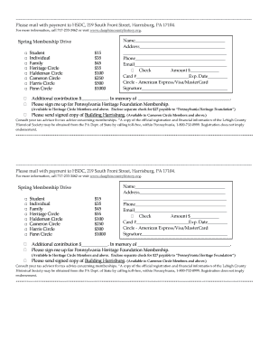 Spring Membership Drive Form