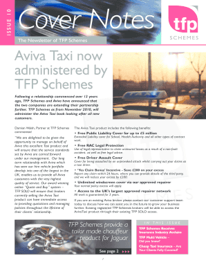 Aviva Taxi Insurance Application Form