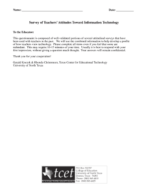 Survey of Teachers’ Attitudes Toward Information Technology