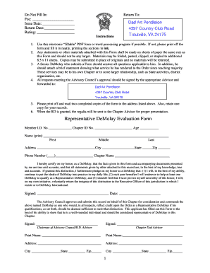 Representative DeMolay Evaluation Form
