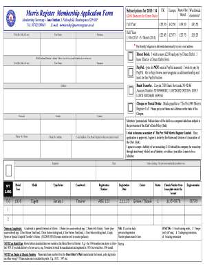 Morris Register Membership Application Form