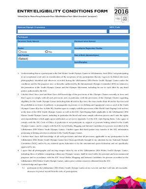 Entry Eligibility Conditions Form