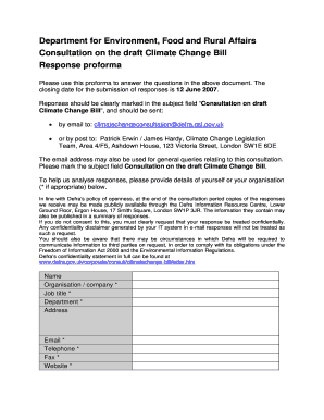 UK Climate Change Bill Consultation Response Form