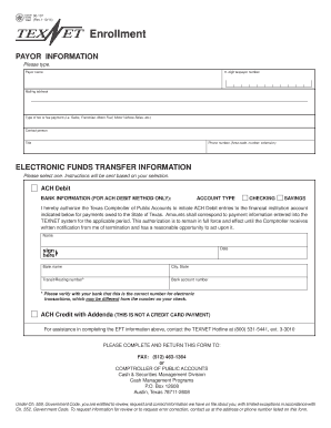 Texas Payor Enrollment Form