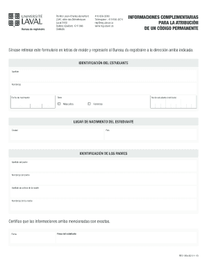 Formulario de información del estudiante