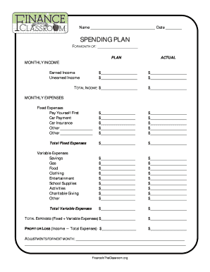 Spending Plan Template